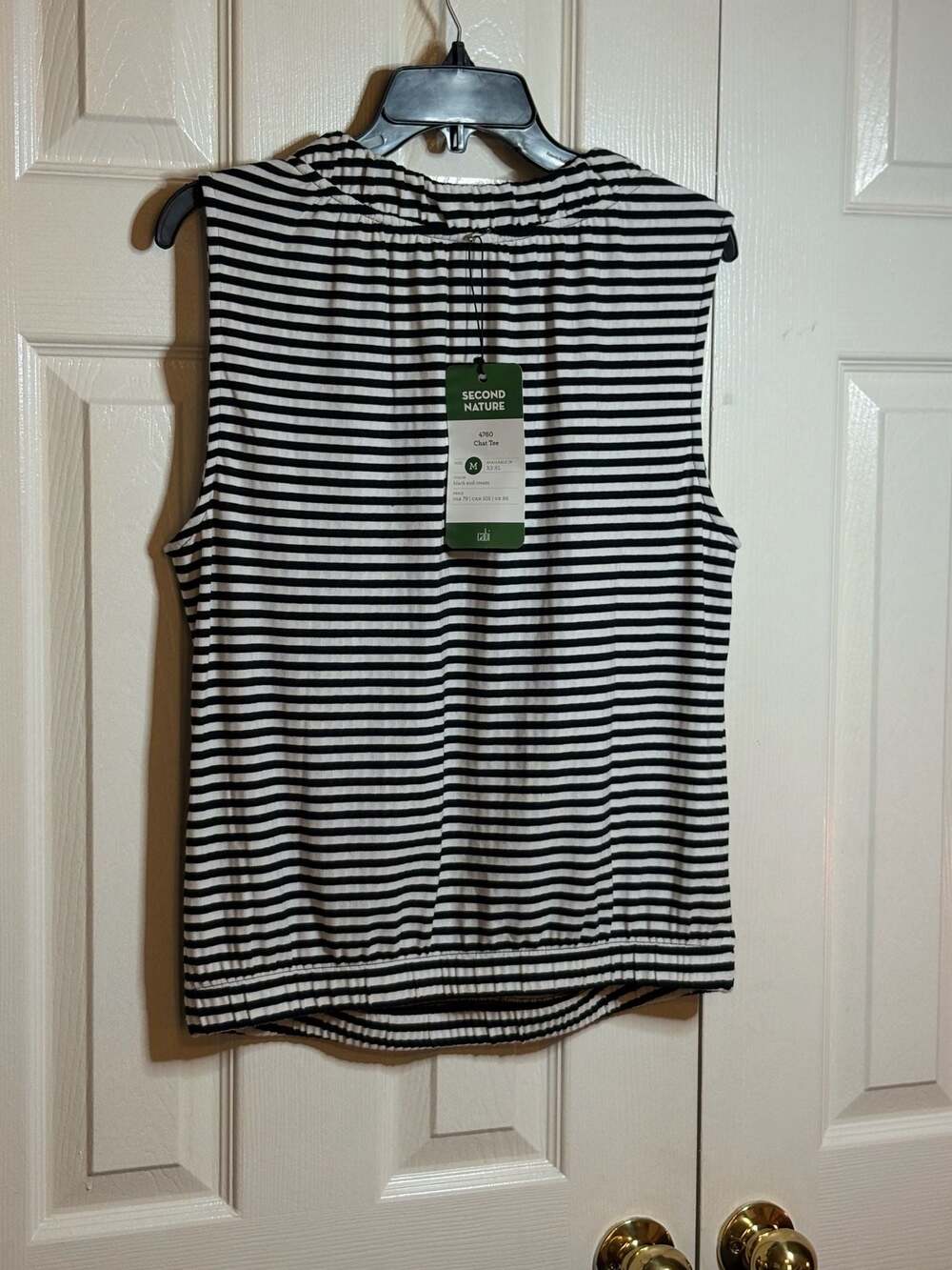 Cabi Chat Tee Striped Sleeveless Bubble Hem Top - Picture 5 of 8